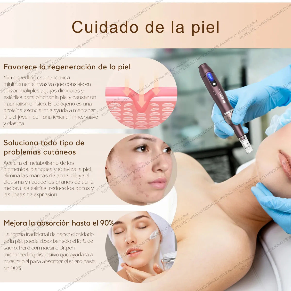 Dr. Pen A10 Pluma Facial Inalámbrica Premium + 30 Cartuchos + Kit 8 Viales