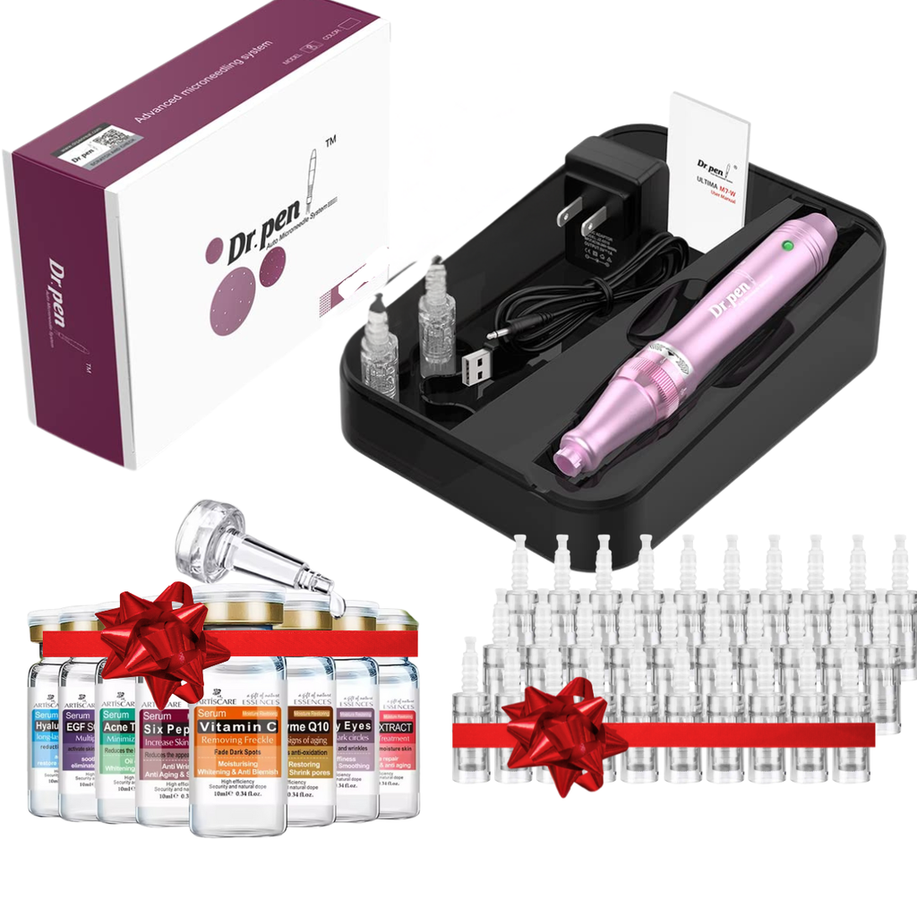 Dr. Pen M7-W Inalámbrica Pluma Facial Dermapen + 30 Cartuchos + Kit 8 Viales